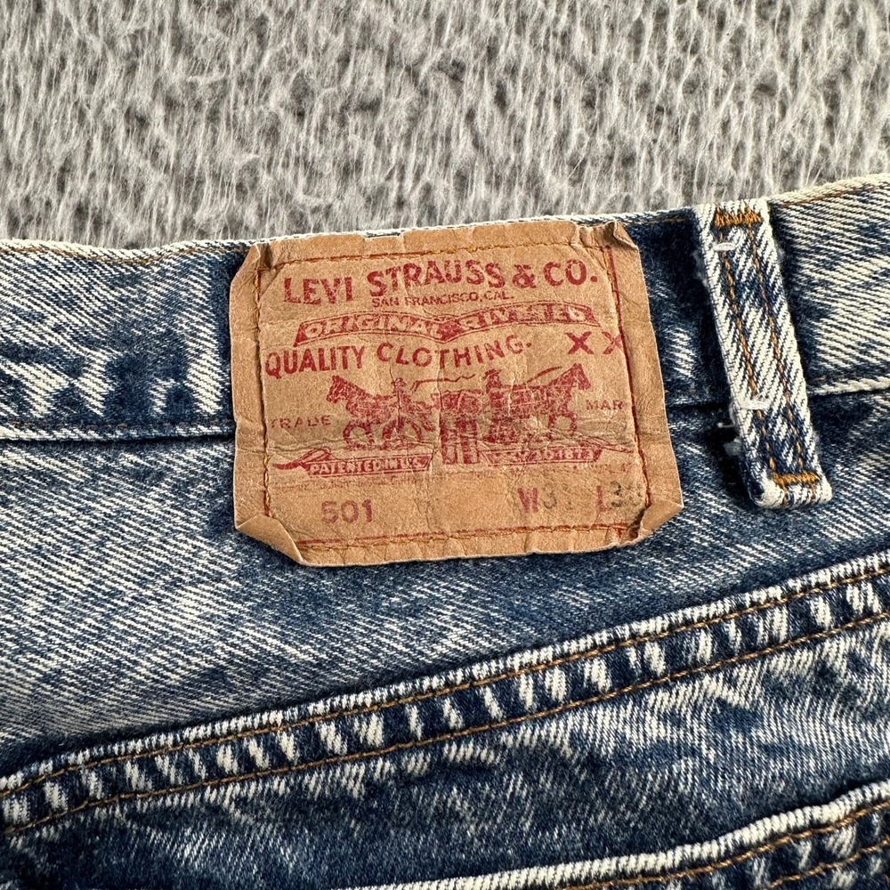 Vtg Levis 501 Jean Shorts Mens 31(30‎ Fit) Stonewash Denim Made in USA Y2K - Picture 7 of 10